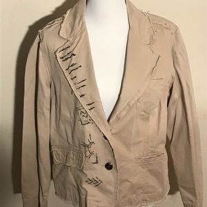 Chico’s Blazer Jacket Size 2 Frayed Distressed